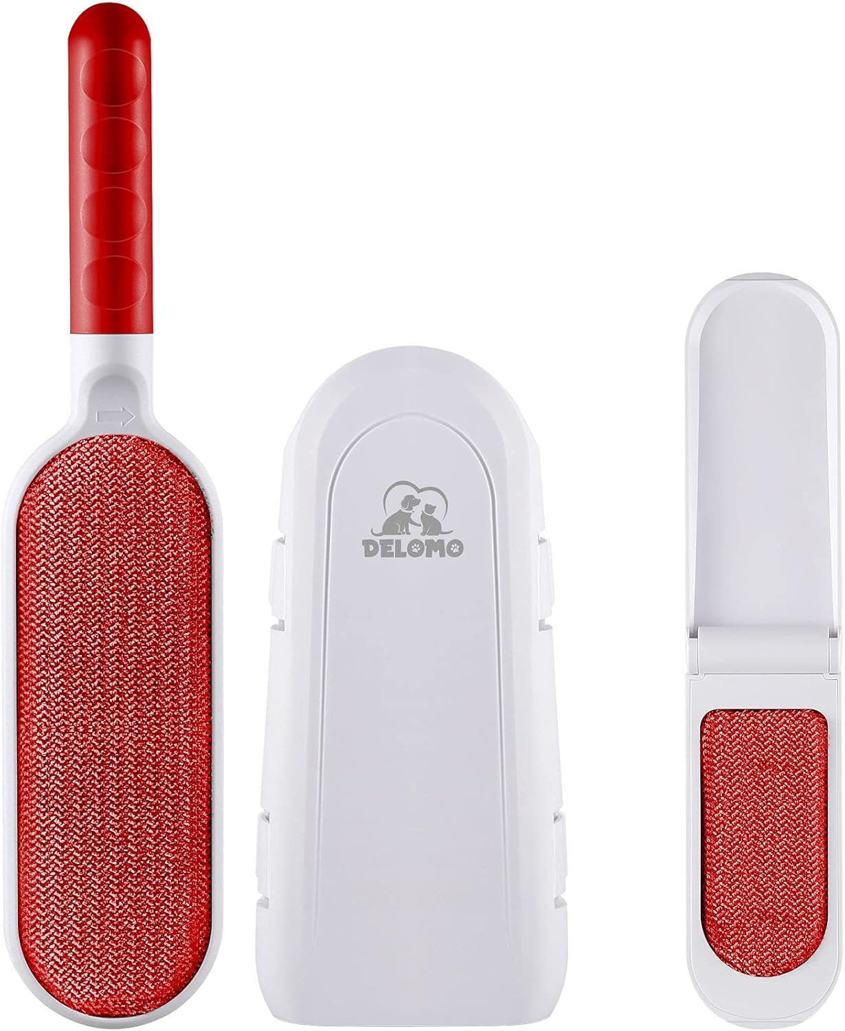 DELOMO Pet Hair Remover Brush, Lint Pet Hair Remover for Clothing, Fur Remover for Furniture, Double Sided Brush with Cleaning Base, 2 Brush Group-Large Brush and Small Brush, Gray : Health & Household