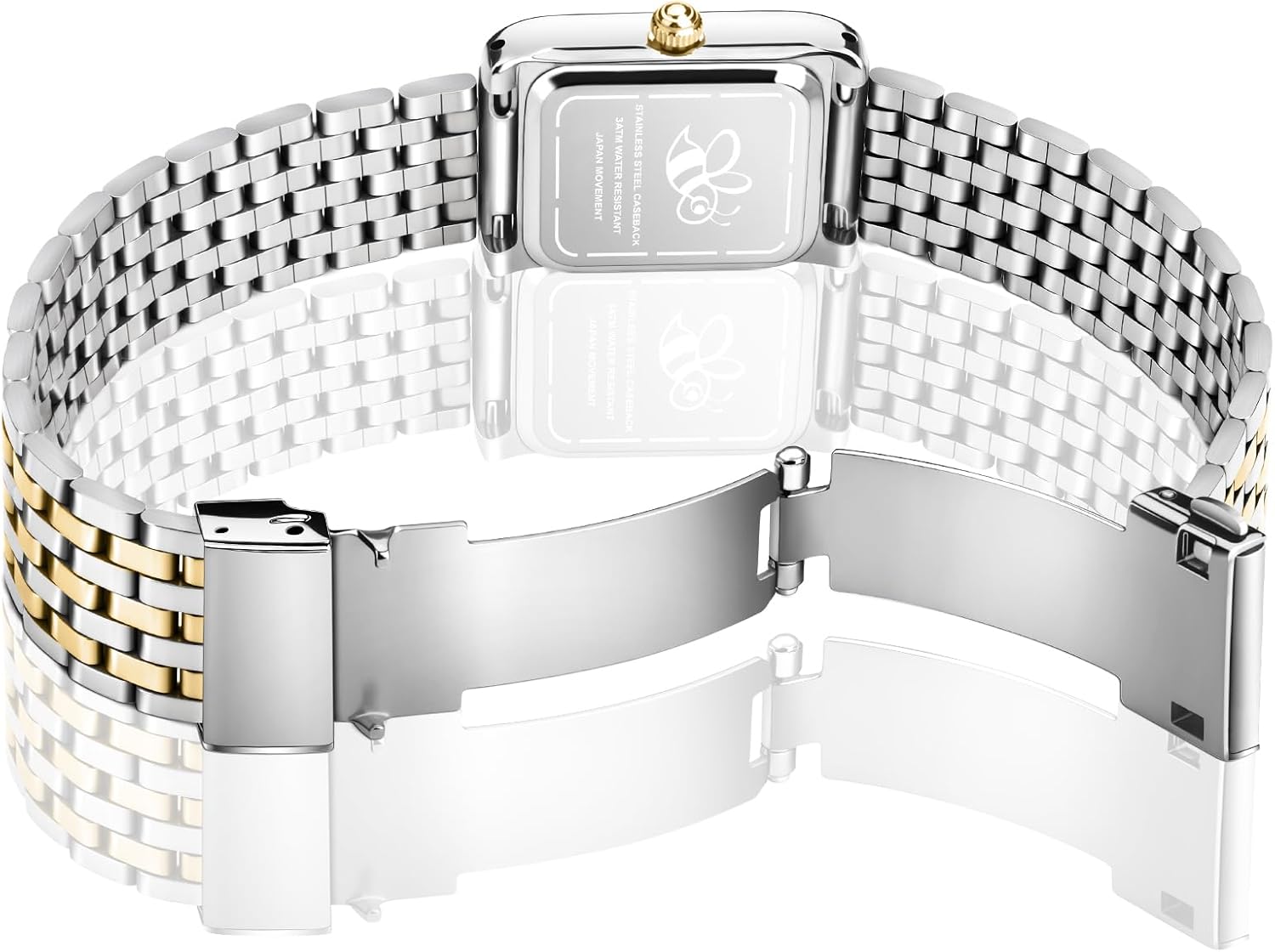 Asan Ge Watches for Women Vintage Bracelet Roman Dial Japanese Movement Rectangular Case Watch 3ATM Waterproof Self-Adjust Watch Size Without Tools - Image 3