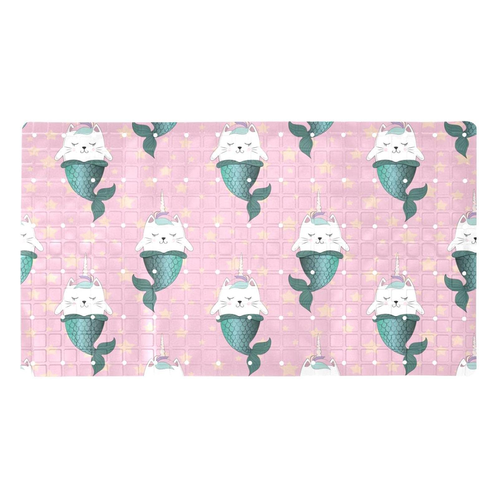 Tapis de bain antidérapant baignoire rose rectantulaire en PVC avec ventouses