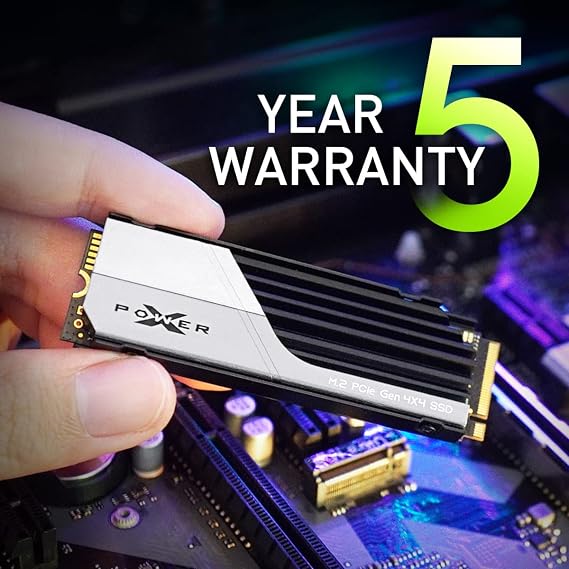 Silicon Power 2TB XS70 Nvme PCIe Gen4 M.2 2280 SSD R/W Up to 7,300/6,800 MB/s, DRAM Cache, with Built-in PS5 Heatsink, Compatible with PlayStation 5 (SP02KGBP44XS7005)