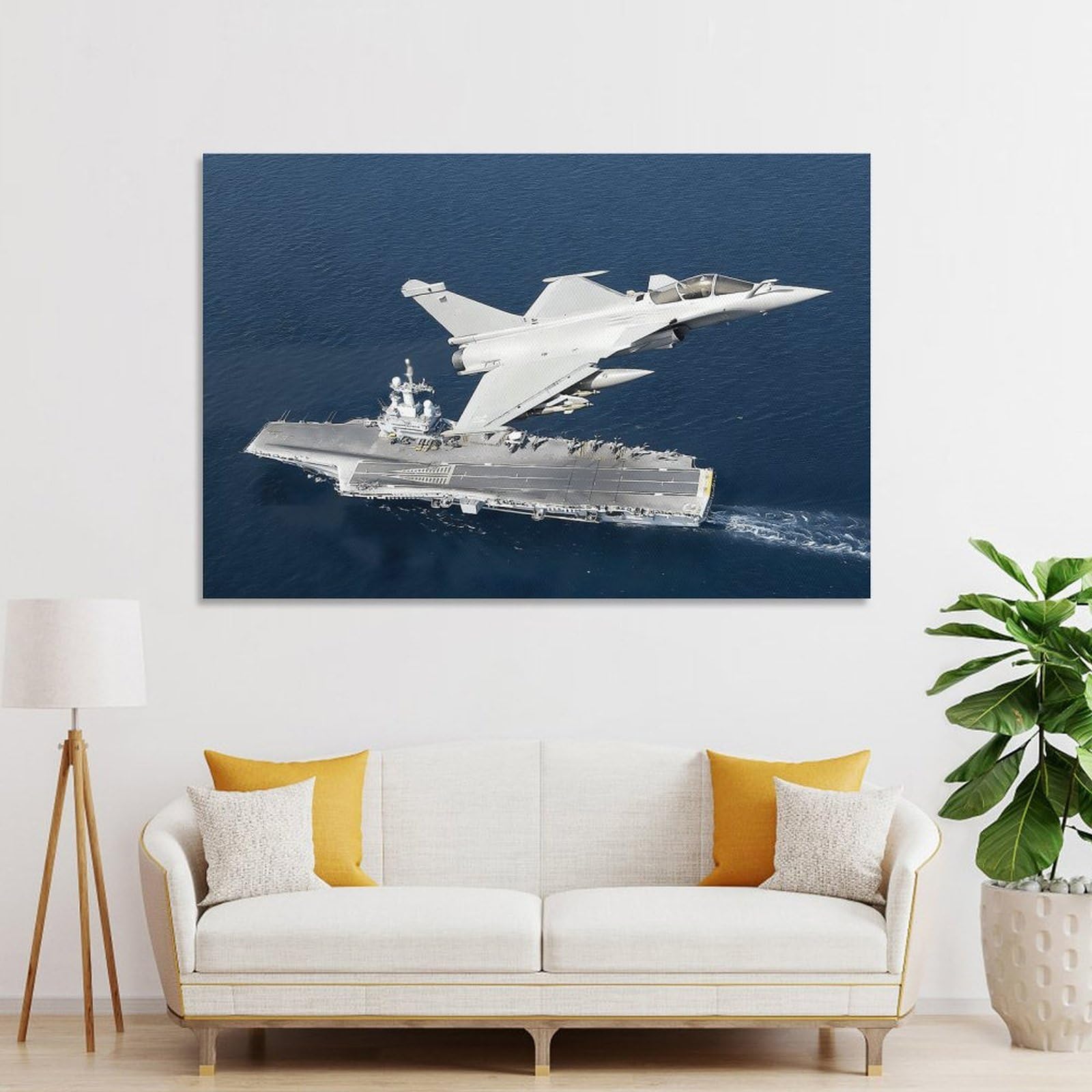 Junmoney Unframe-Style-4 Fighter Jet Hovering Above Aircraft Carrier Canvas Wall Art, 20X30inch(50X75cm), For Living Room, Bedroom Or Apartment Walls, Decorative Artwork For Empty Walls