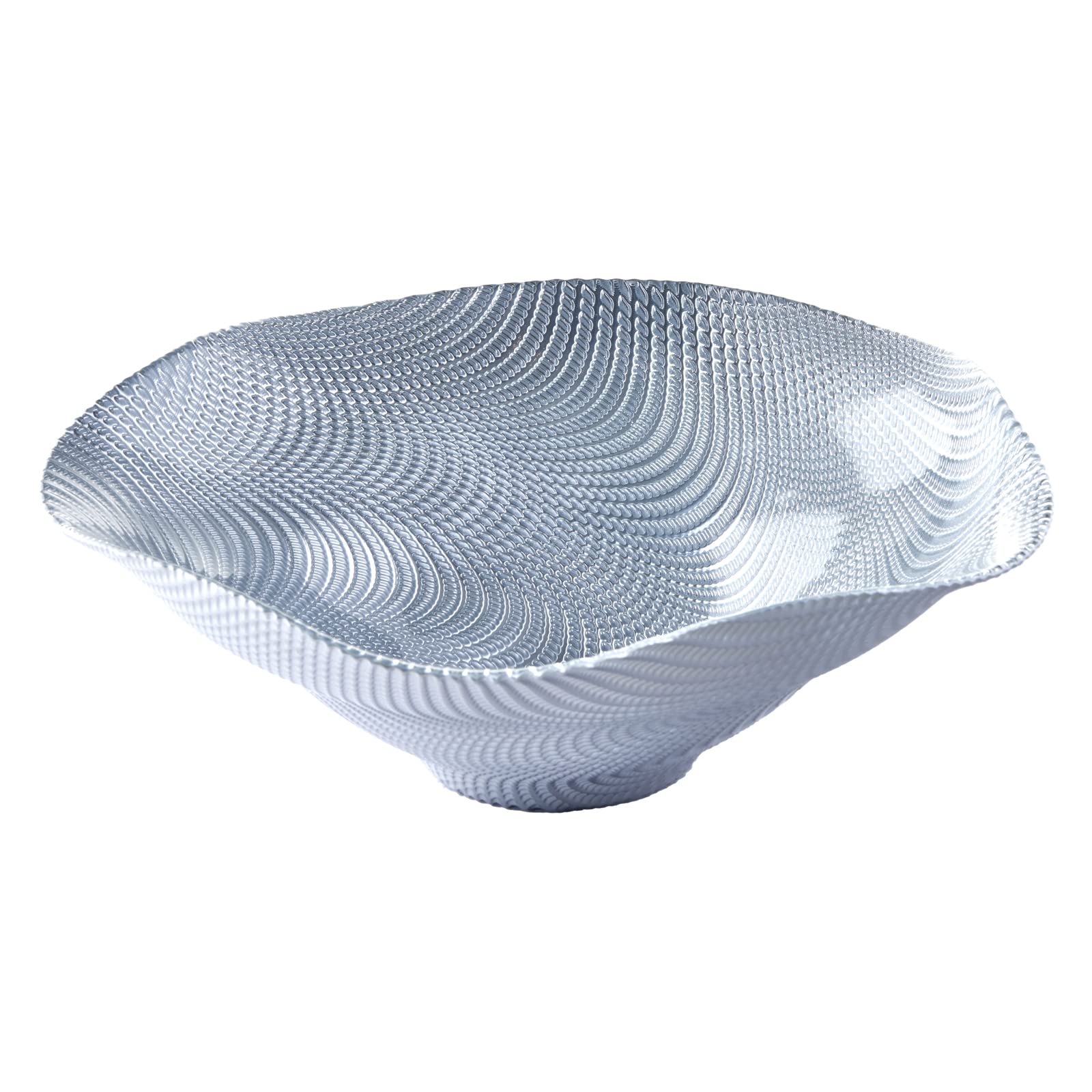 Anton Studio Designs - Decorative Bowl - Large Table Decoration Bowl - 35 x 35 x 1.25cm - Decorative Glass Bowl for Home Decor - Vortex Platinum