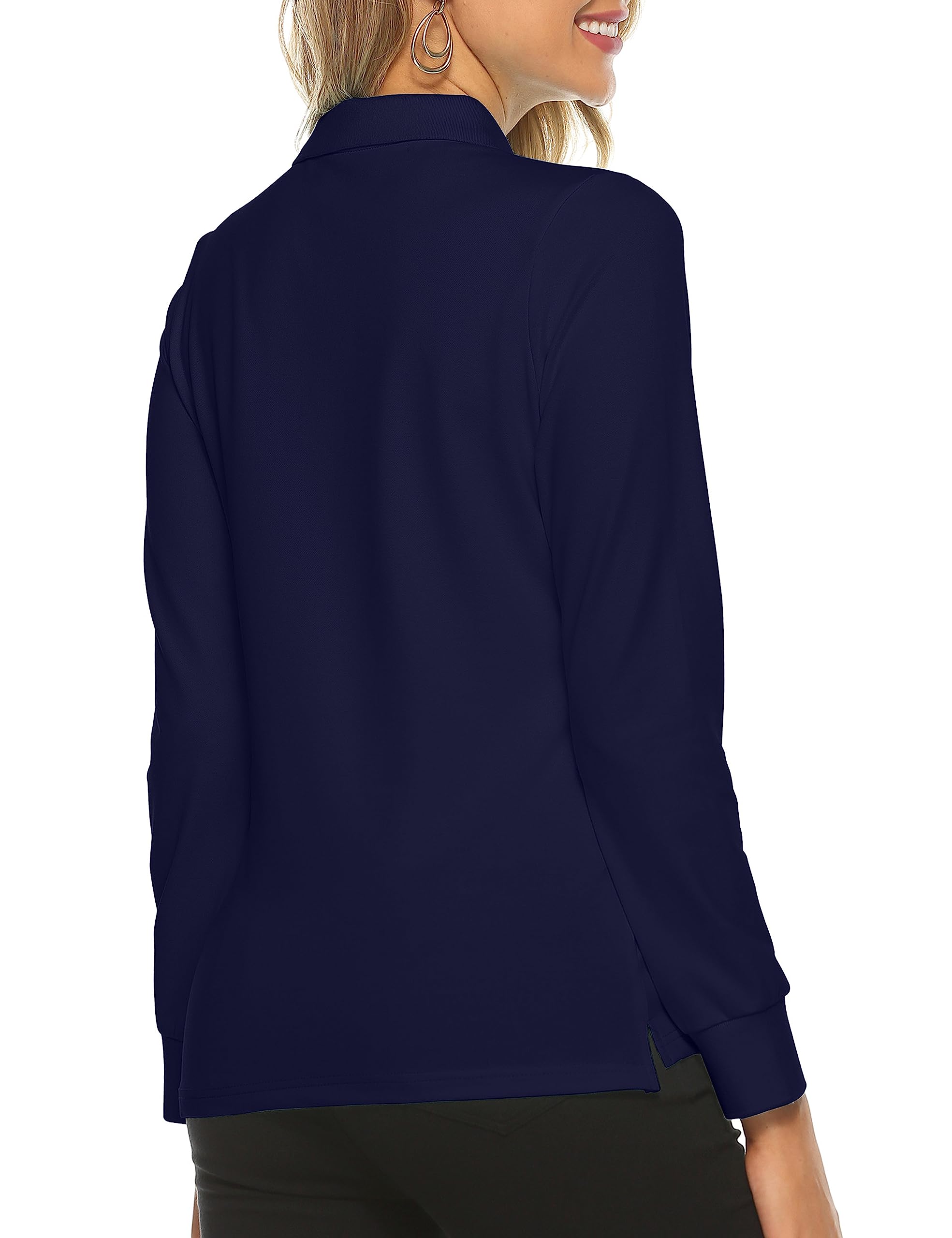 MoFiz Polo Femme Shirt Manches Longues Coton Sport Polo d'hiver Chaud Tennis Golf Tops