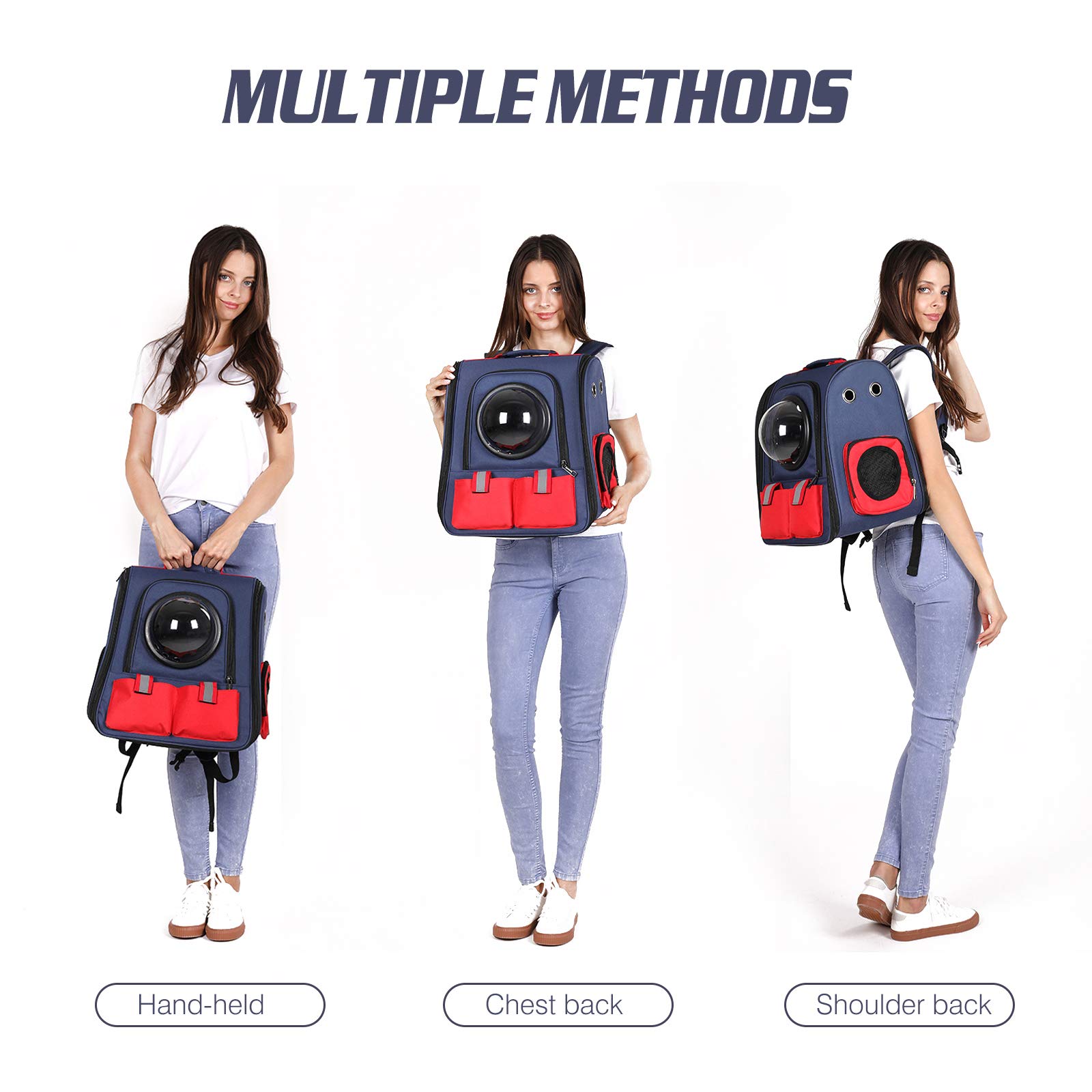 PETCUTE Mochila para Perro Pequeños Bolsa de Transporte para Gatos Transpirable Transparente Mochila Cápsula Espacio para Mascotas Viajes Senderismo Camping