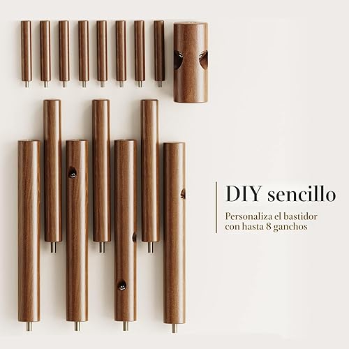 Miniatura 6 de Pipishell - Árbol de madera resistente para abrigos, con 8 ganchos, 3 tamaños ajustables, para ropa, soporte para sombreros utilizado en dormitorio,