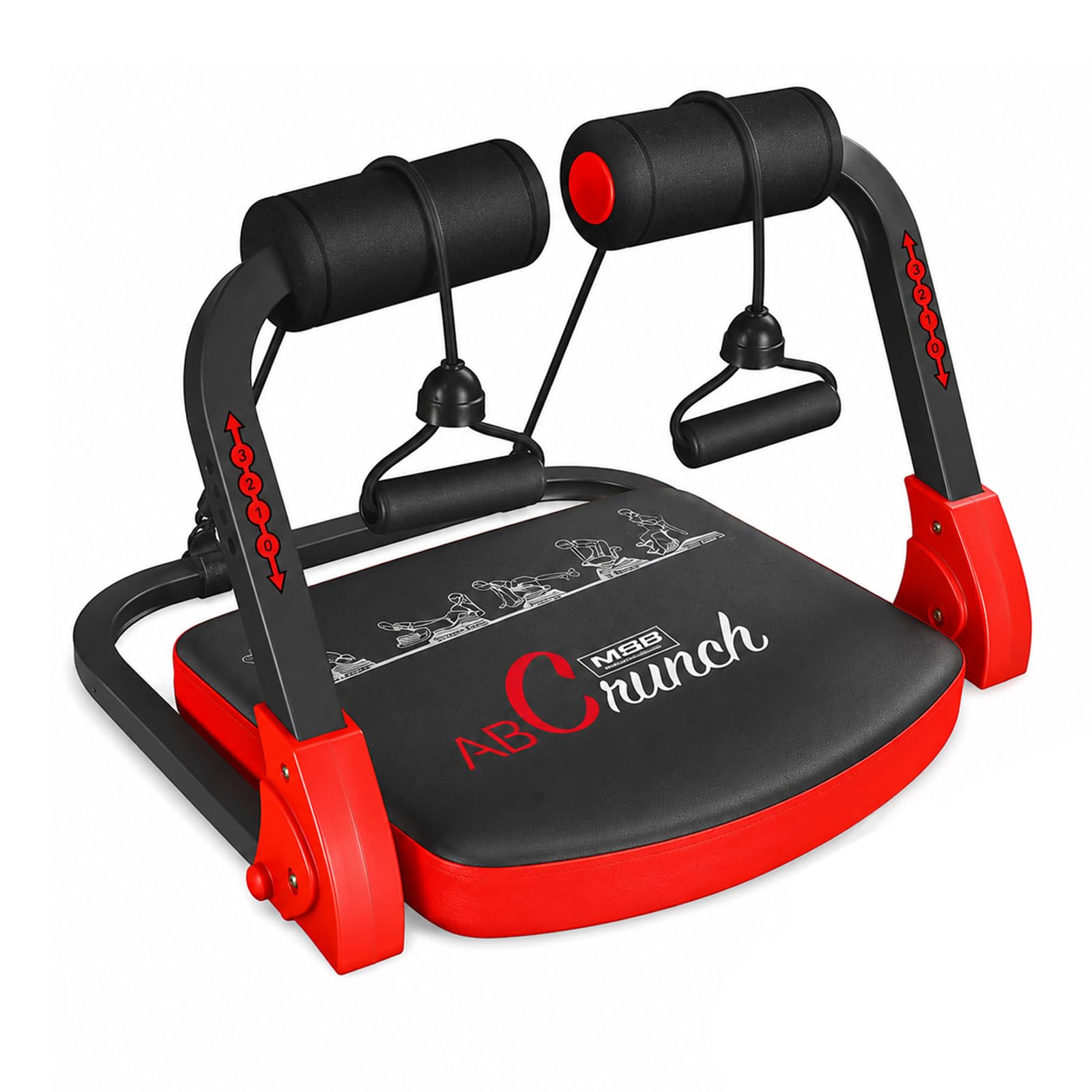 Bauchmuskeltrainer - Klappbarer Bauchtrainer für Zuhause - Bauch Trainingsgerät mit zwei Zugseilen - Abdominal Trainer mit Einstellbarem Widerstand und Automatischem Rückprall für Zuhause