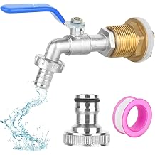 Water Butt/Rain Barrel Outlet 3/4 inch Hole Adaptor/Connector 3/4 Inch IBC Water Butt Tap Outdoor Tap Kit Garden Tap Kit Outlet Faucet Blue