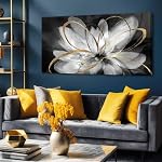 Canvas Wall Art - Gold Abstract Circle - Green Pictures Wall Decor - Artwork for Bedroom Living Room Kitchen Office Home Framed Ready to Hang 60 x 120CM