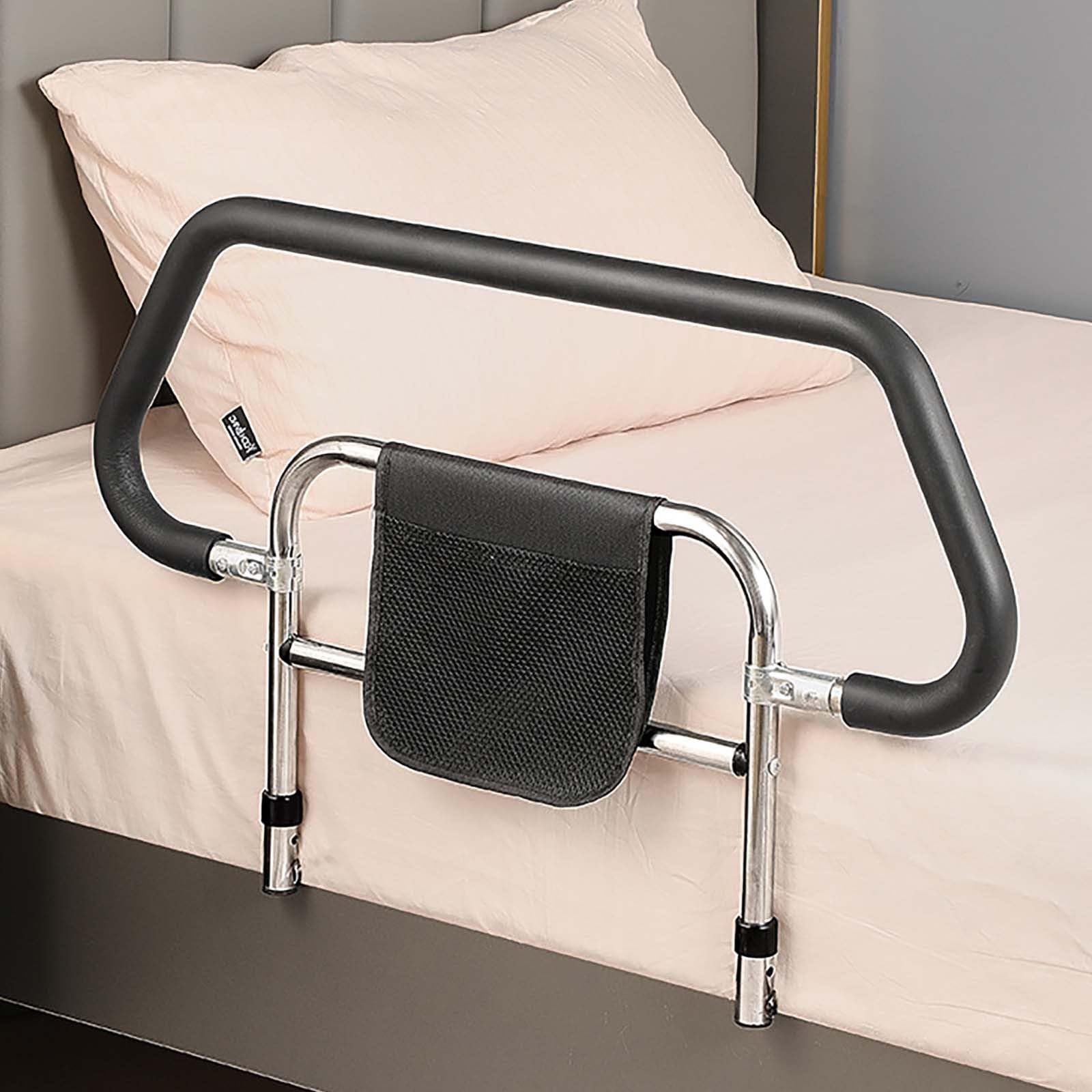 Riel de asistencia de cama de seguridad, rieles de cama para adultos mayores con bolsa de almacenamiento, ayuda de forma segura a la prevención de caídas para personas mayores