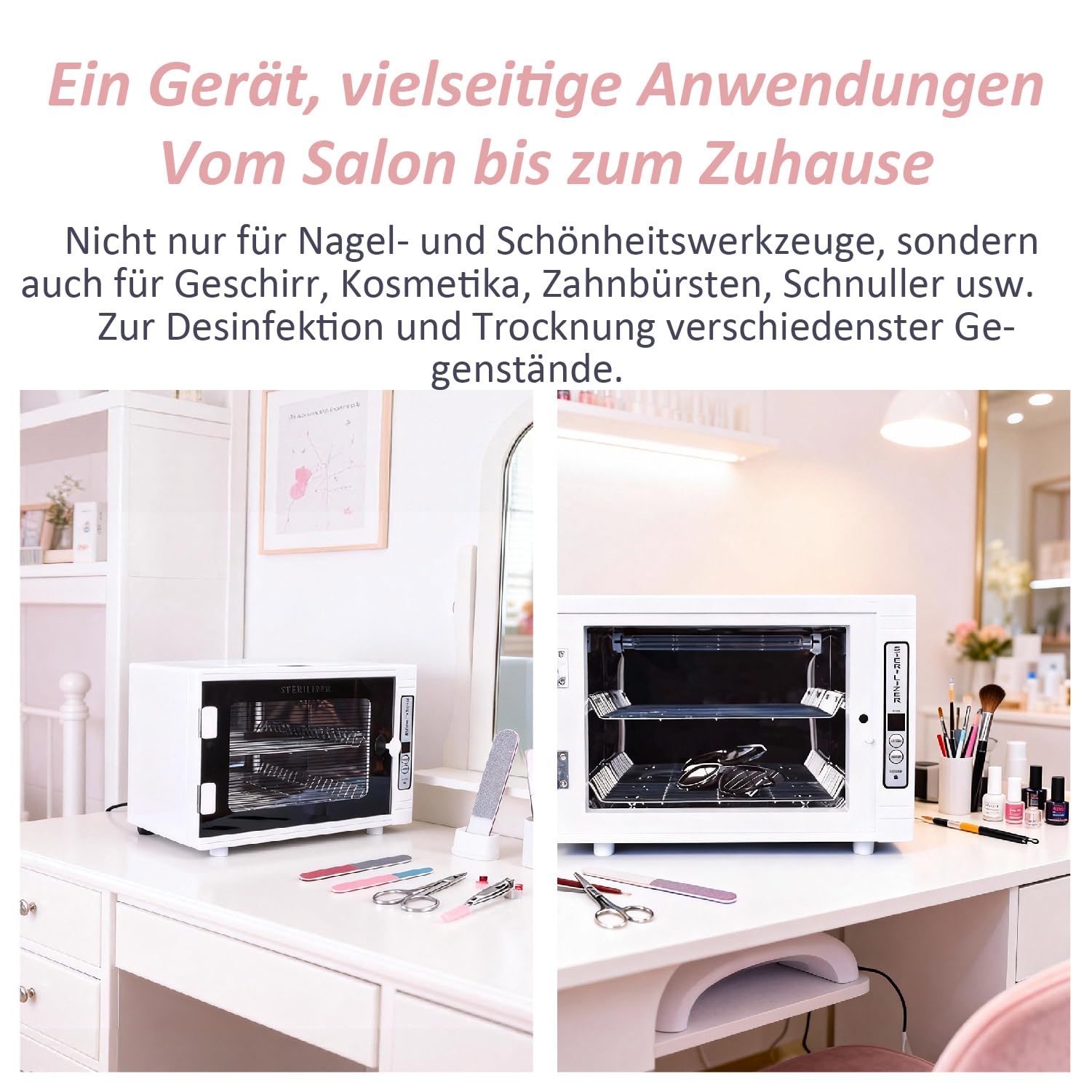 Kurflo UV Sterilisator, 12L mit hoher Kapazität Nagelwerkzeuge, UV & Ozon Doppel-Desinfektion – Smart Bedienung – Für Haushalt, Babyflaschen, Handtücher, Kosmetikstudio, Nagelsalon, Friseurbedarf