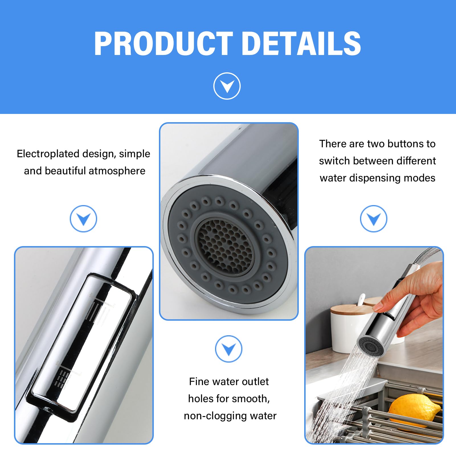 Doccetta per Lavandino Cucina, 2 Modalità, Spruzzatore Estraibile, Soffione Doccia di Ricambio in Plastica per Cucina e Bagno, Doccetta per Lavandino, Rompigetto Cucina