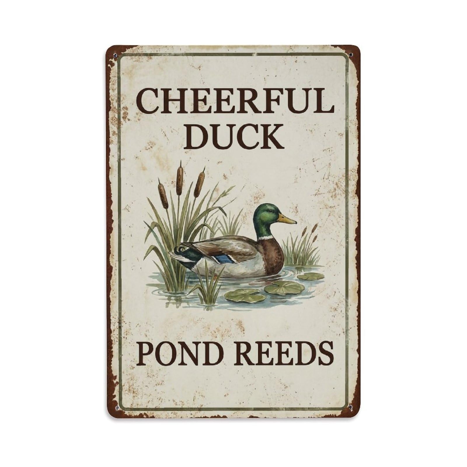 Okngb Style Vintage Duck Country Animal Quote Heritage Rustic Motto Metal Tin Sign Plaque Wall Decor For Cafe, Man Cave, Club Bar, Office, Home Garden Round Metal Poster 8X12inch