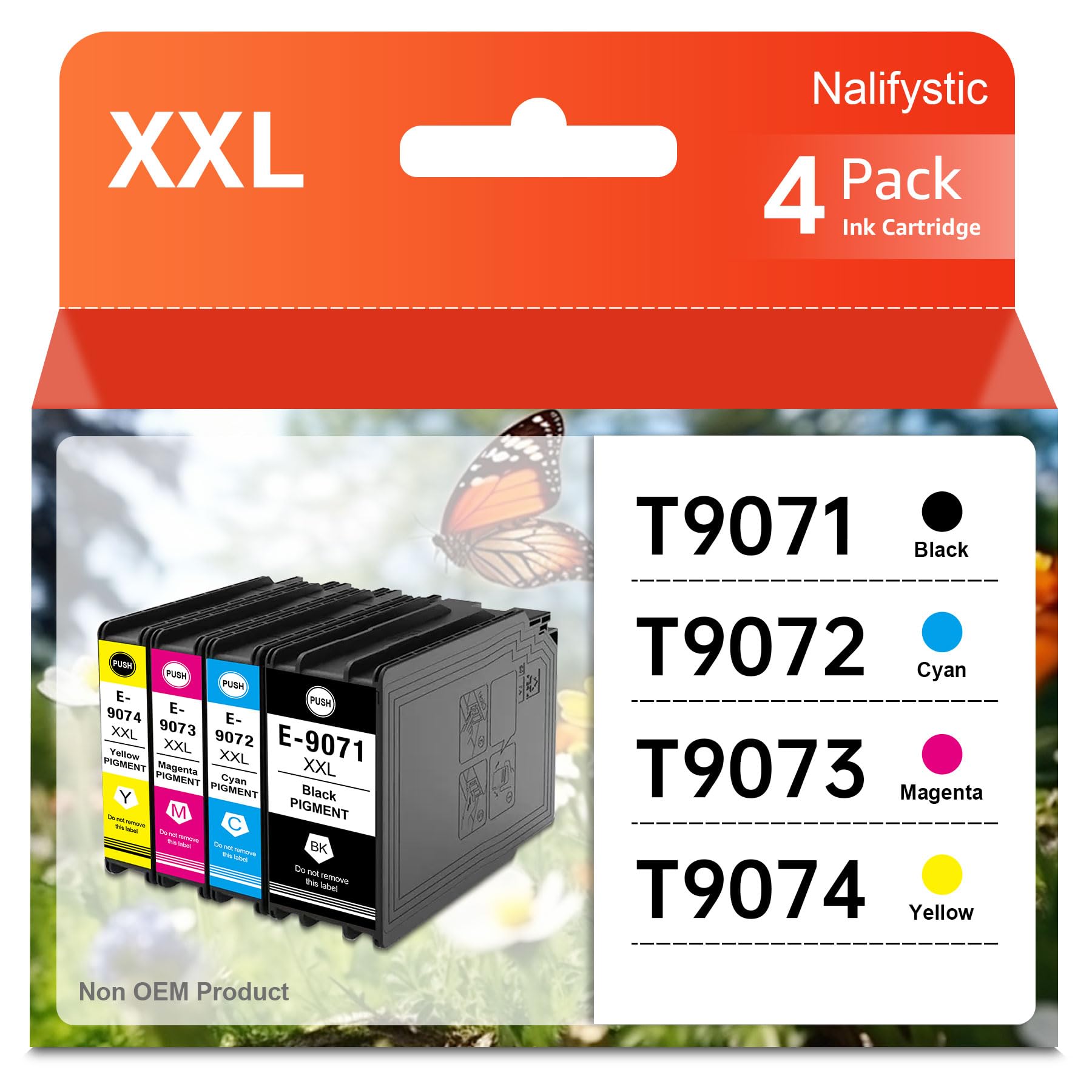 T9071 T9072 T9073 T9074 Inchiostri compatibili con EPS T9071XXL T9072XXL T9073XXL T9074XXL Multipack per stampanti Workforce Pro WF-6000, WF-6090, WF-6590 (4 pezzi, nero, ciano, magenta