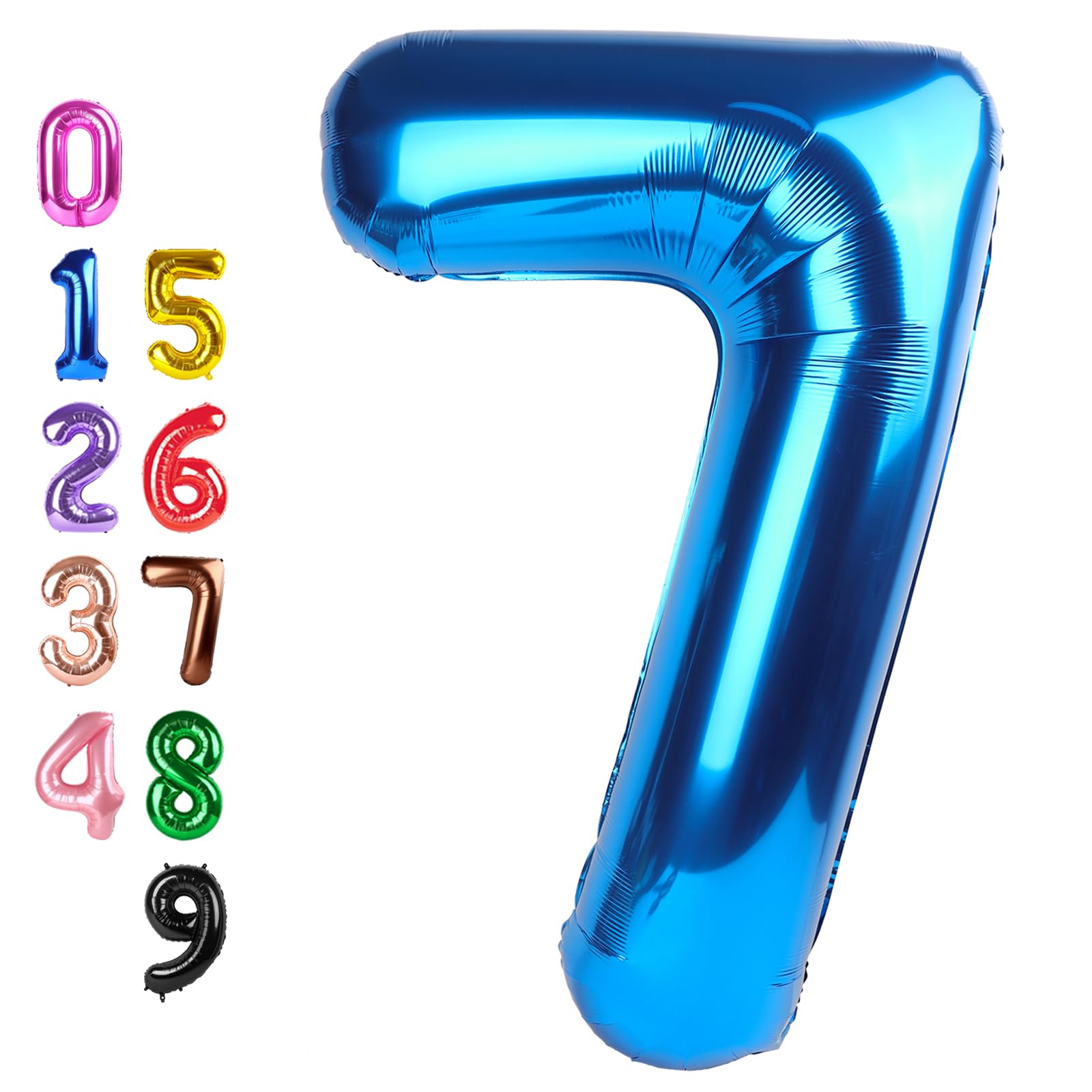 7 Numbers Balloon, 40 Inch 7 Balloons for Birthday Party, Dark Blue Number Balloons for 7, 17, 27 Game Competition Wedding Anniversaries Party, Christmas and New Years Eve Party