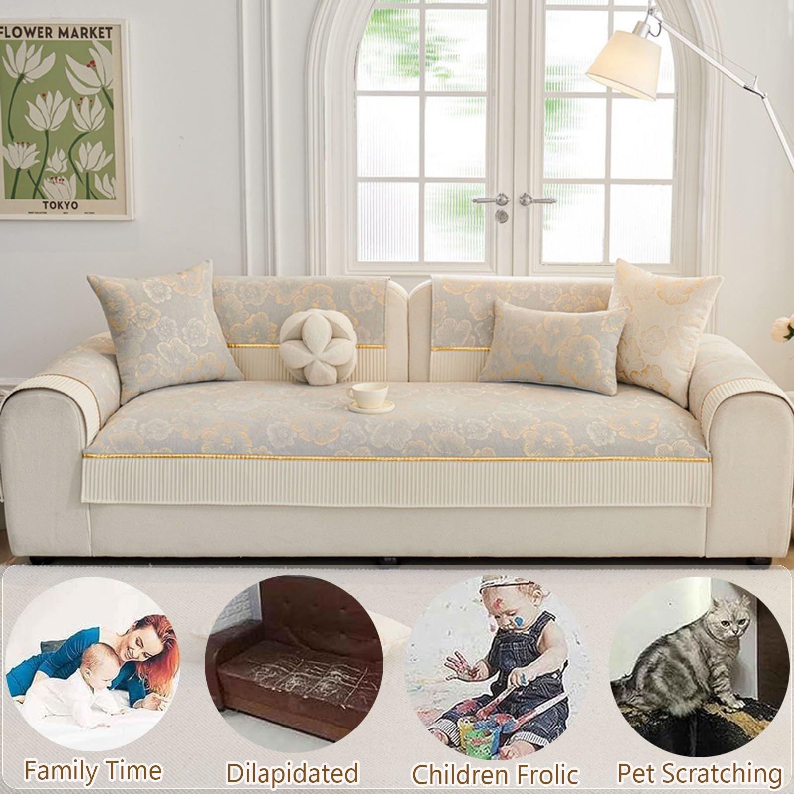 Generico Copripoltrona Relax Telo Copridivano In Ciniglia Foulard Copridivano Antigraffio Gatto Cani Copri Divano Telo Antiscivolo Fodera Divano Antimacchia Lavabile(Grey 2,90x240cm)