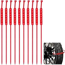 10 Pcs Motorcycle Snow Chains, Bike Snow Chains, Snow Chains for Snow Tyres, Winter Anti-Slip Tire Ties, Reusable Adjustable Snow Chains (Red)