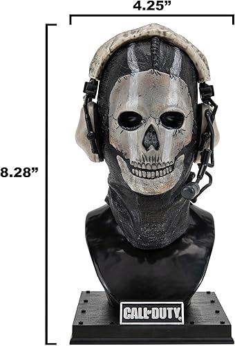 Miniatura 3 de Call of Duty Estatua de busto fantasma estatua de busto de 8 pulgadas que incluye máscara, auriculares decorativos y soporte de exhibición con peso