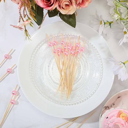 Vista 17 de 200 palillos largos de cóctel, palillos de dientes de bambú para aperitivos, frutas, alimentos, brochetas para bebidas, postres, bodas, fiestas