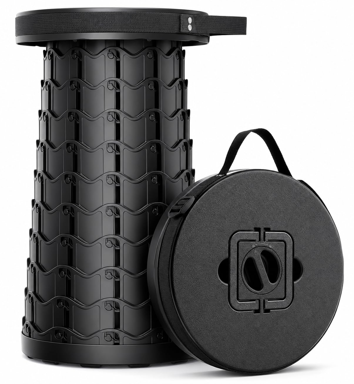 Portable Collapsible Stool with Lock for Camping, Fishing Black