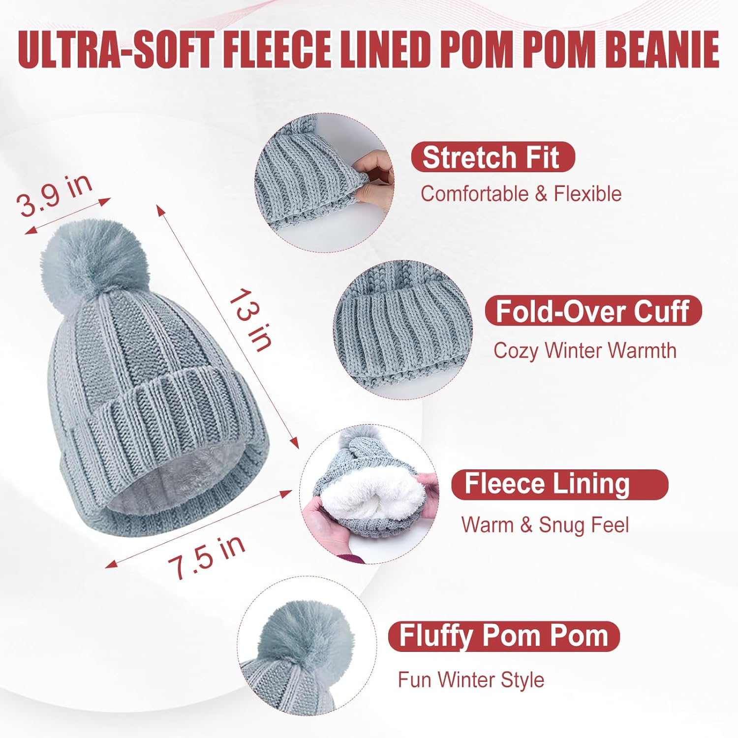 12 Pcs Women’s Winter Set– Beanie Hat Neck Warmer Touchscreen Gloves Earmuffs, Warm & Comfort Cold Weather Gifts for Women