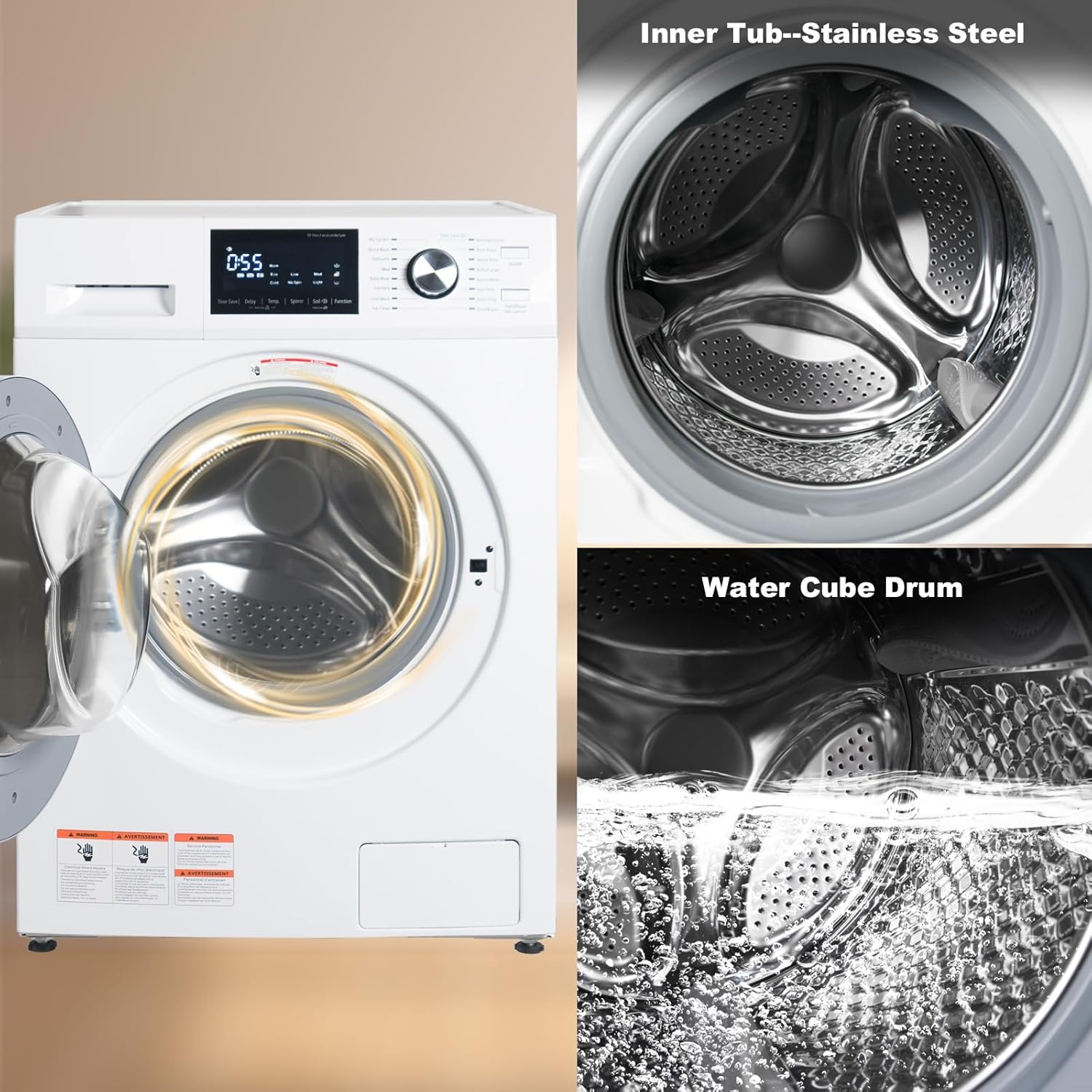 SMETA Compact Front Load Washer Washing Machine 2.8 cu. ft. Small Front Foading Space Saving Washer 24