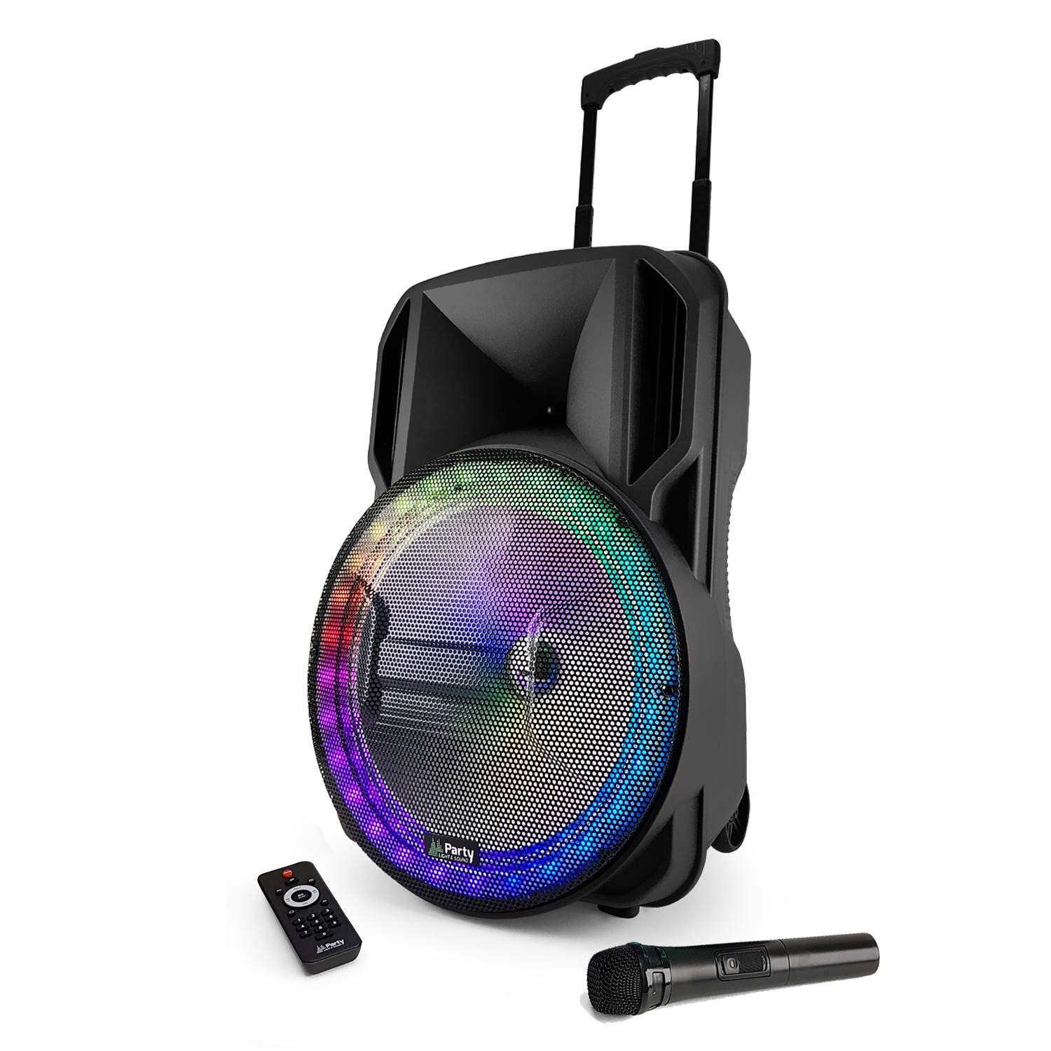 Enceinte DJ PARTY KARAOKE 800W sono portable Batterie Disco Mobile 15" LED RGB USB /Bluetooth / RADIO FM + MICRO + SIXMAGIC Ufo