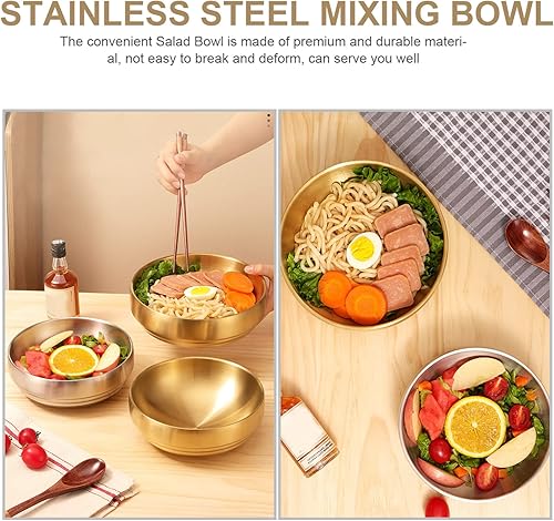 Miniatura 7 de CALLARON Comida coreana Tazón de acero inoxidable Tazones de ramen Tazones de acero inoxidable Tazón coreano Tazones de ensalada de verduras Cuencos