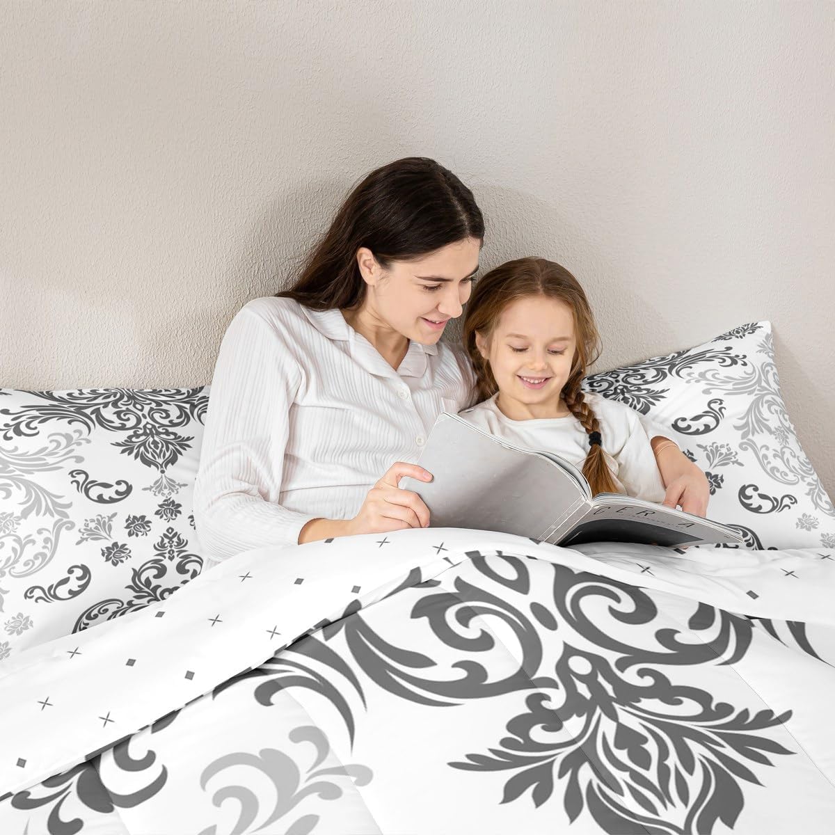 Erosebridal Paisley Duvet Quilt King Size Victorian Bedding Set for Kids Men Women Baroque Retro Aesthetic White Beige Grey Comforter All Season Comforter Set