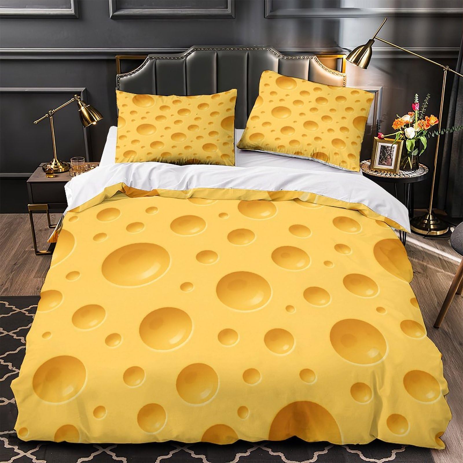 Housse de couette fromage 3D 140x200 en microfibre pour lit enfant