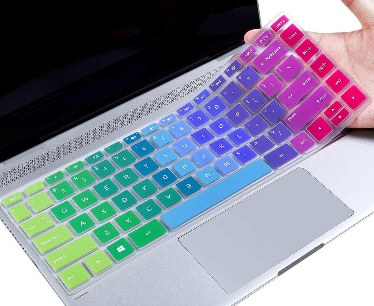 Colorful Keyboard Cover for 2019 HP Stream 14 Laptop/HP Sream 14-ds Series 14-ds0003dx 14-ds0110nr ds0120nr ds0050nr ds0060nr ds0090nr ds0160nr(with Squared Keys), Rainbow