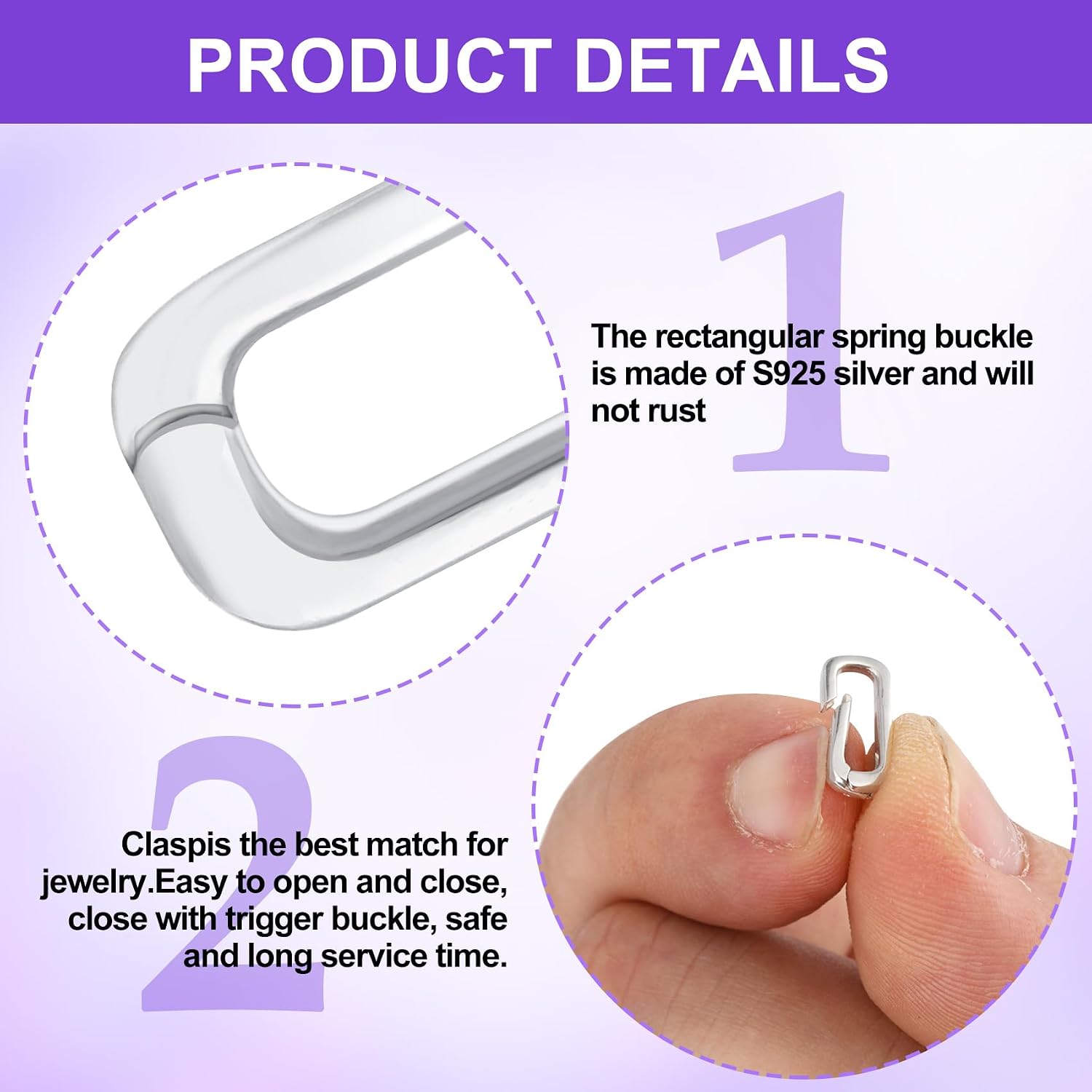 Oval Necklace Carabiner Clasps, 925 Sterling Silver Jewelry Clasps Closures, Spring Pendant Bracelet Connector Necklace Shorter Enhancer for Women DIY Crafts, Jewelry Making -1pcs(6.2 x 13.2mm)