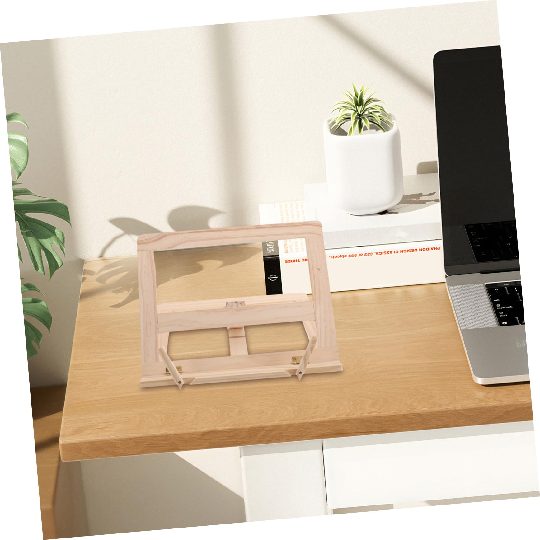 LABRIMP Supporto in Legno Regolabile per Ricettari e Laptop Pieghevole con Fissaggio Pagine