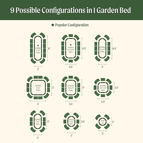 Miniatura 3 de Vego garden Kit de cama de jardín elevada, 17 pulgadas de alto, 9 en 1, 8 x 2 pies, maceta elevada de metal para verduras, flores, jardinera