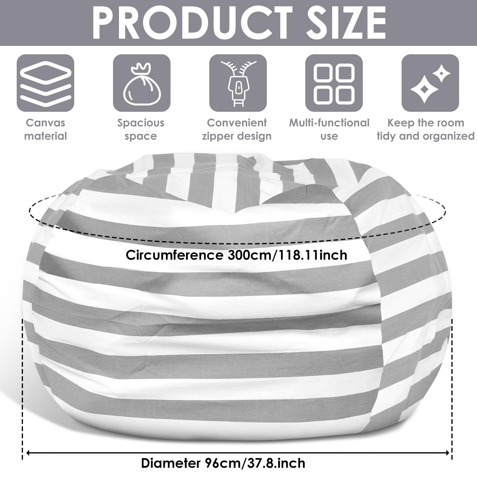 Bag Storage Chair Cover Versatile with Zipper, Sturdy Beanbag Covers, Large Capacity Storage Bean Bag Cover for Organizing Things