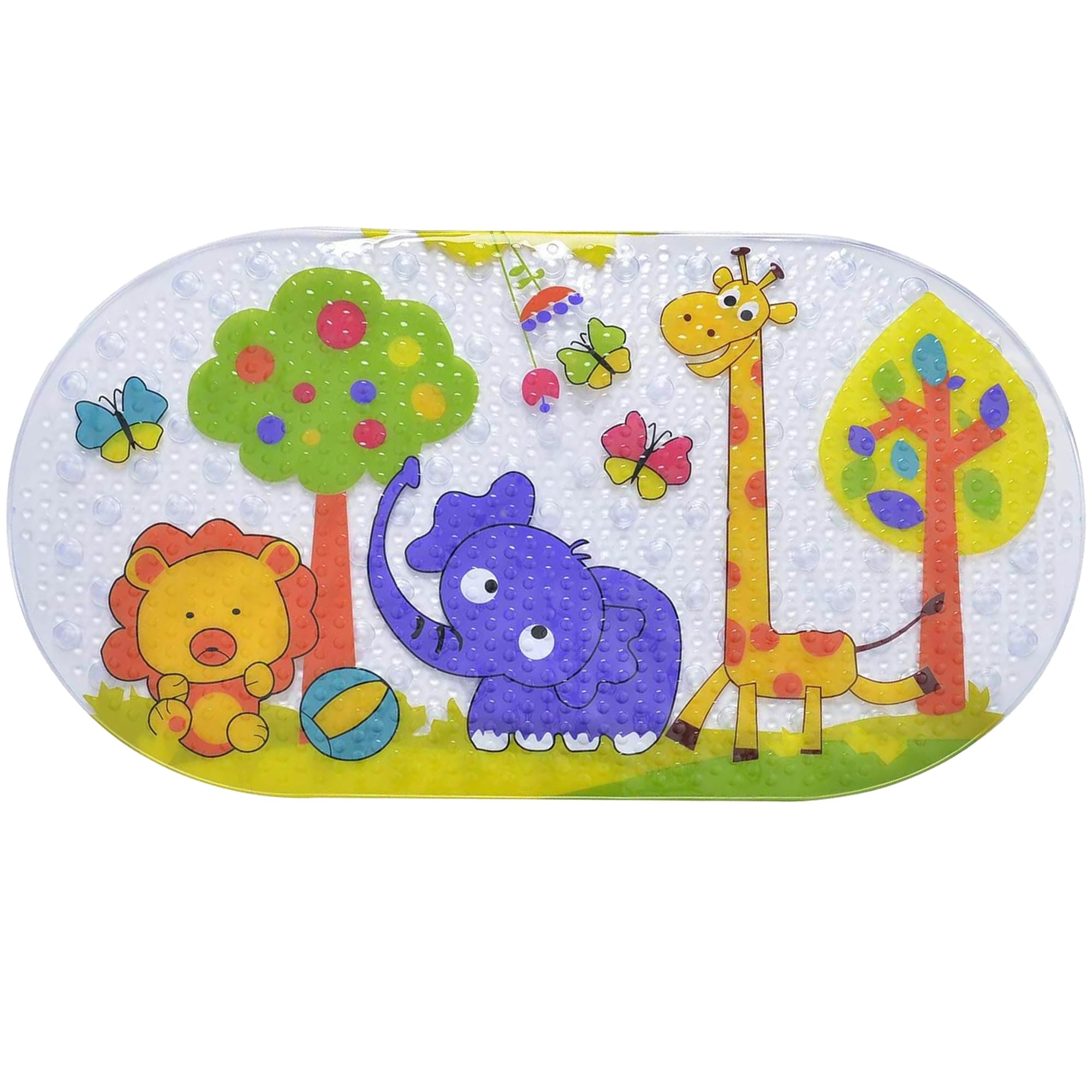 Non-Slip Bathroom Mat With Cartoon Giraffe Pattern - Anti-Mould Bath Mat for Children - 70 * 40cm With Suction Cups and Air Vent - Machine Washable