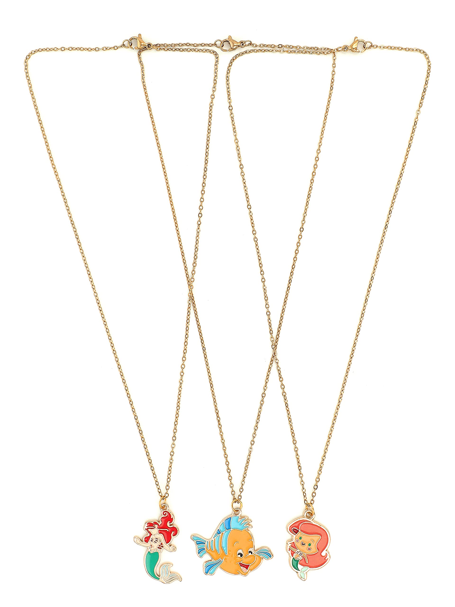 Mermaid Princess & Fish Charms Necklace Set - 3 PCS