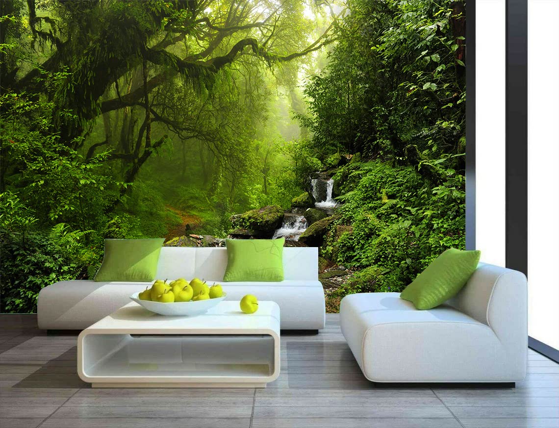 Amazon Com Bormia 壁掛壁畫幻想森林自然壁紙熱帶叢林風景壁貼適用於客廳臥室活動室 家居裝修