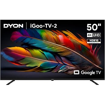 DYON iGoo-TV 50U-2 - 50 Inch 126 cm 4K Ultra HD Smart TV with Google TV HDR10 Triple Tuner DVB-S2/C/T2 WiFi Bluetooth Google Assistant Netflix Prime Video [2025 Model] [Energy Class F]