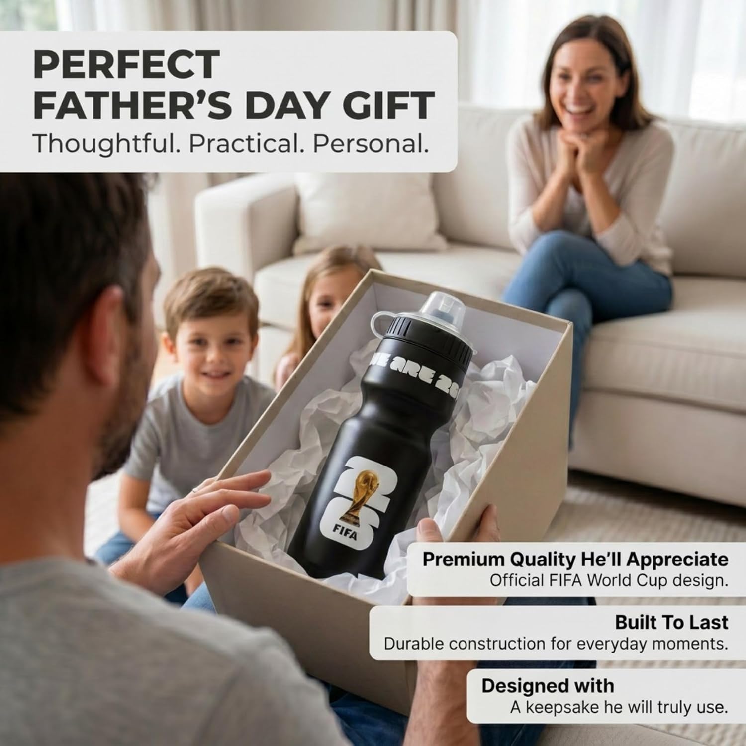 Official FIFA World Cup 2026 Edition - 24oz Refillable Squeeze Water Bottle - BPA-Free, Reusable, Dishwasher Safe with Pull-Top Cap - Designed for Everyday Use - Sports Games, Bike Rides, School, Work