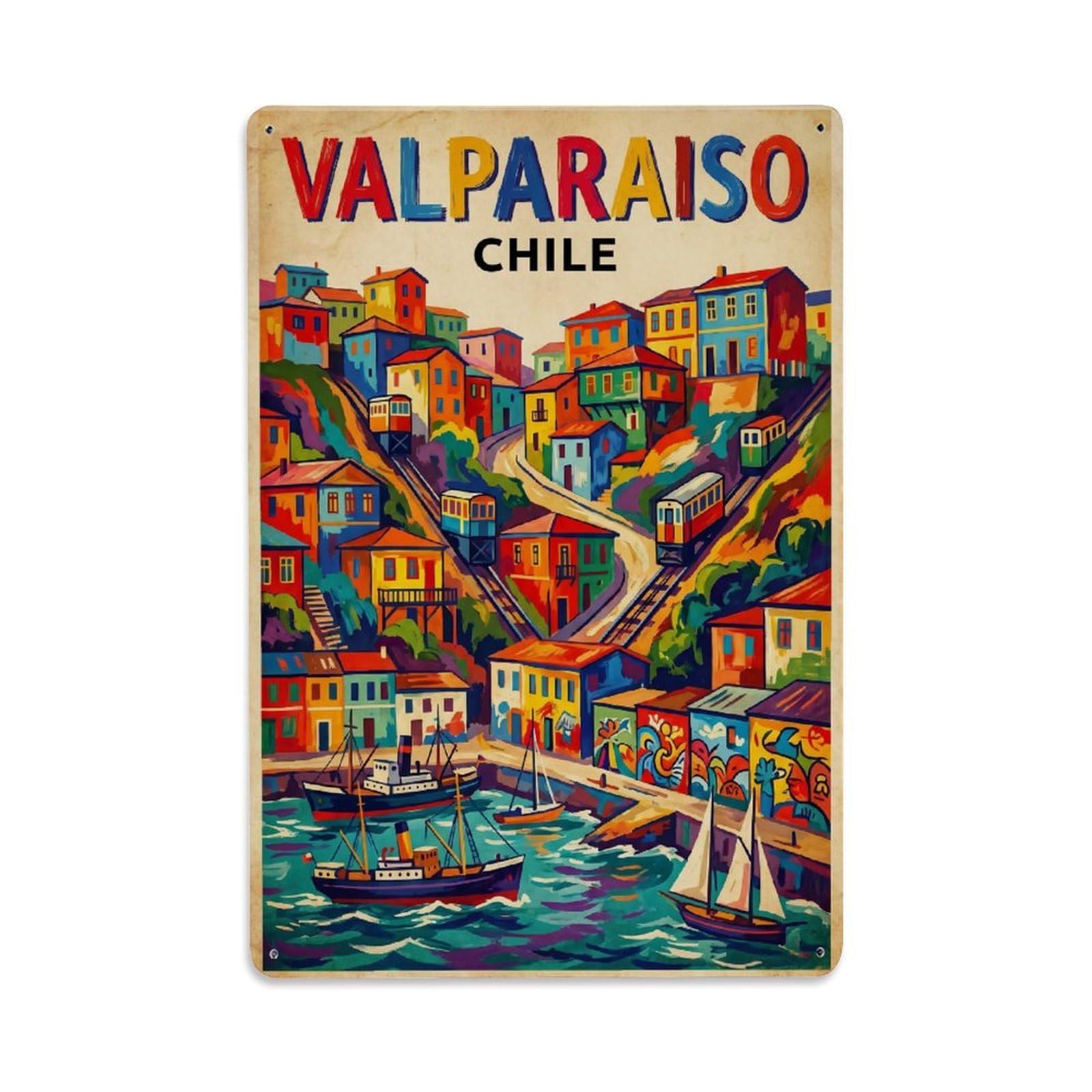 Travel Retro Chile Valparaiso Metal Tin Sign