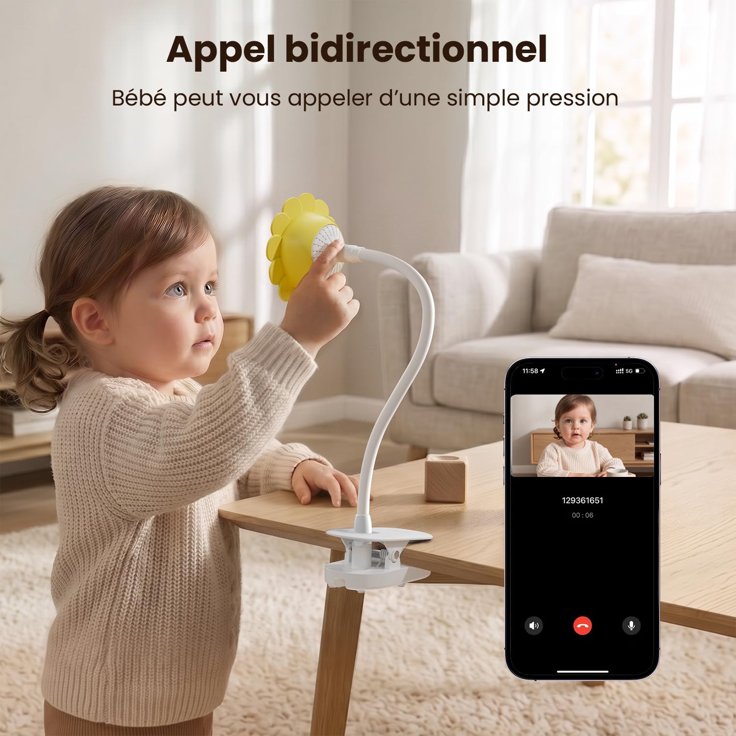 ieGeek Cámara Vigilancia Bebes con Soporte 5" 1080P, Baby Monitor con Detección Movimiento y Llanto, Audio Bidireccional, Visión Nocturna, Temperatura, Regalo Recién Nacidos