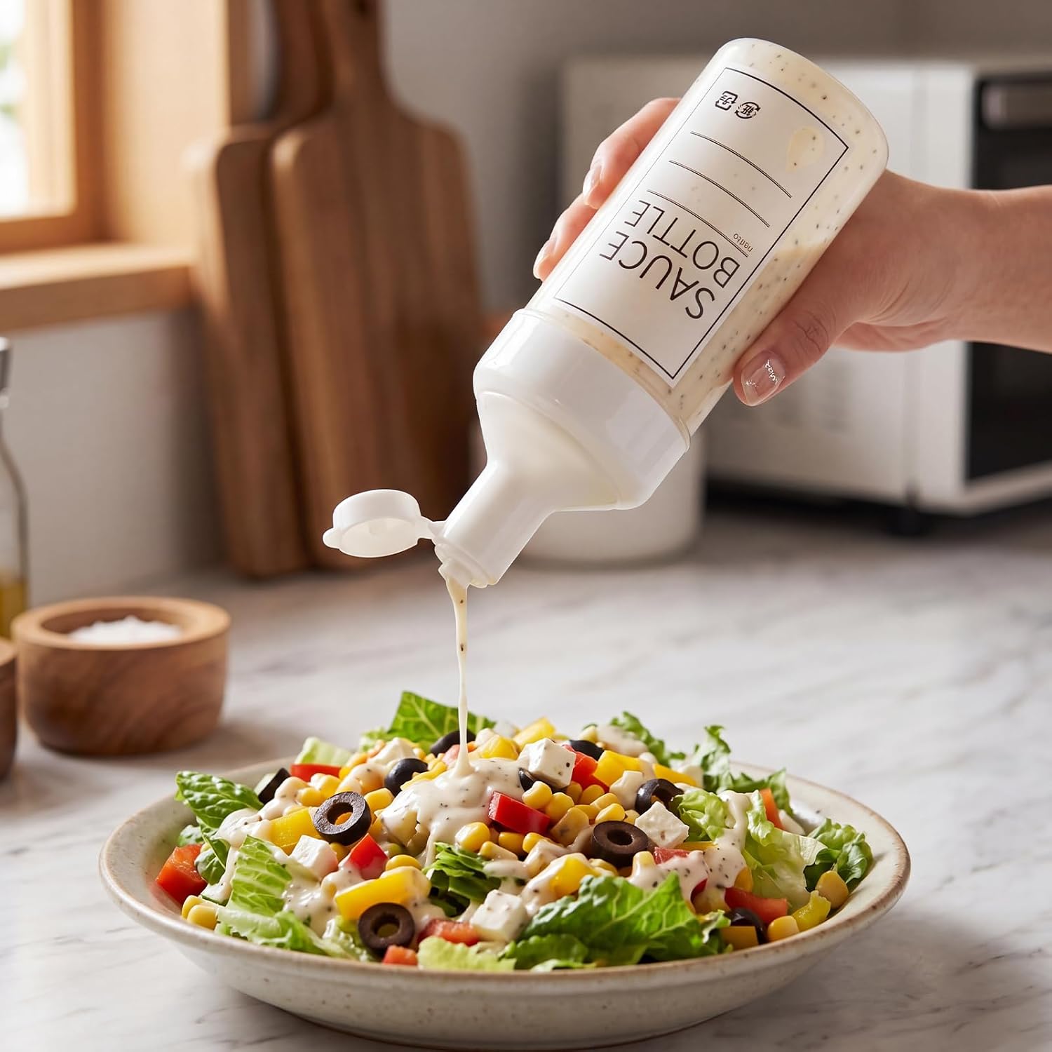 Dressing Container Compatible with Ranch, 2 Pack Shaker Mixer Bottles