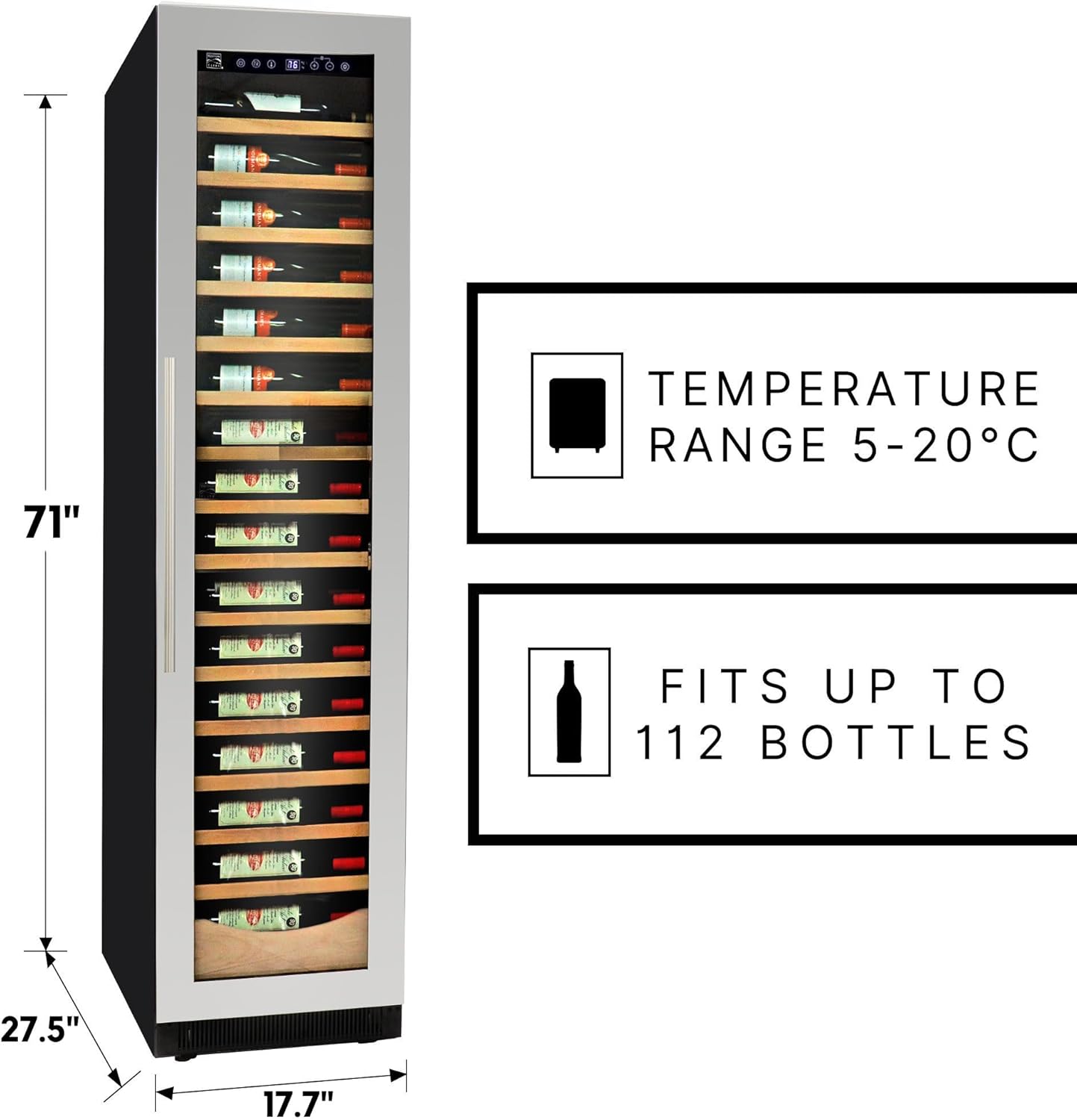 Image showing the wine cooler with temperature range and bottle capacity