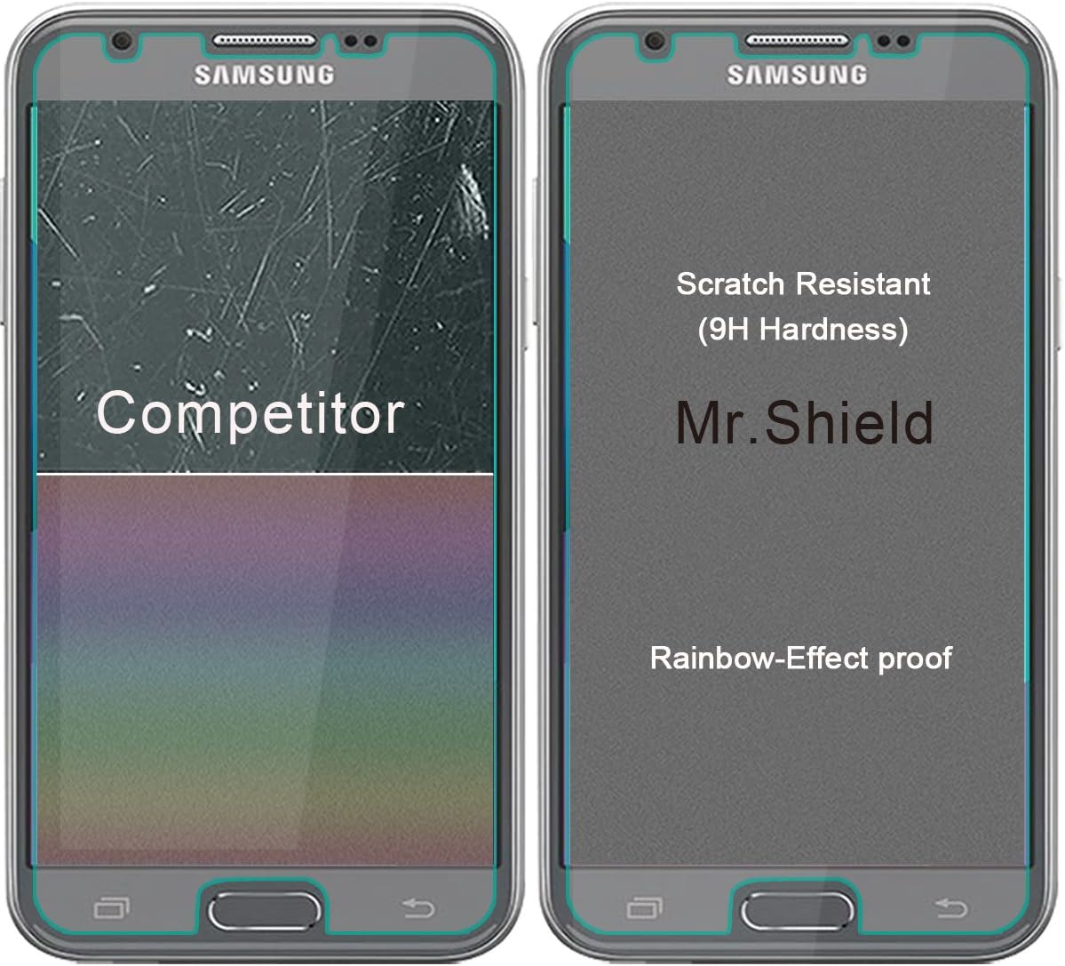 Mr.Shield [3-PACK] Designed For Samsung Galaxy J3 Emerge [Tempered Glass] Screen Protector [0.3mm Ultra Thin 9H Hardness 2.5D Round Edge] with Lifetime Replacement