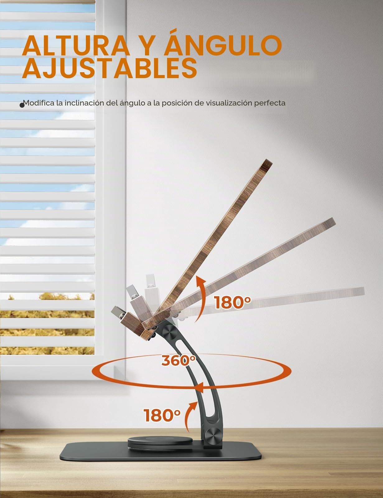 Tounee Soporte de Libro para Lectura con base giratoria de 360°, Elige para los lectores-Gris