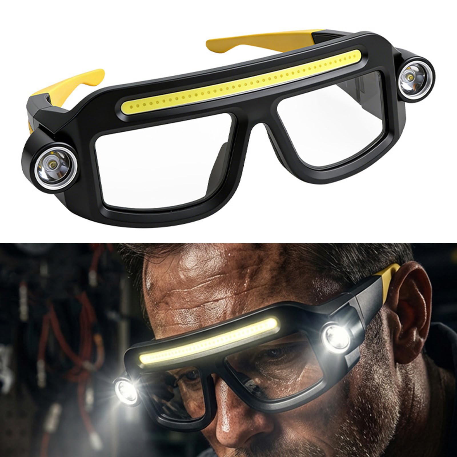 Lunettes lumineuses avec batterie longue et design confortable pour projets, rechargeable par USB