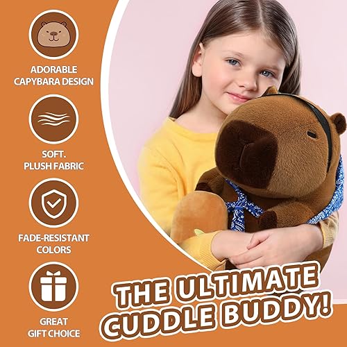 Miniatura 34 de Lindo Feliz Cumpleaños Capybara Peluche Suave Capybara Cumpleaños Peluche Kawaii Capibaras Peluches Peluches Regalo para Niños 13 pulgadas Sombrero