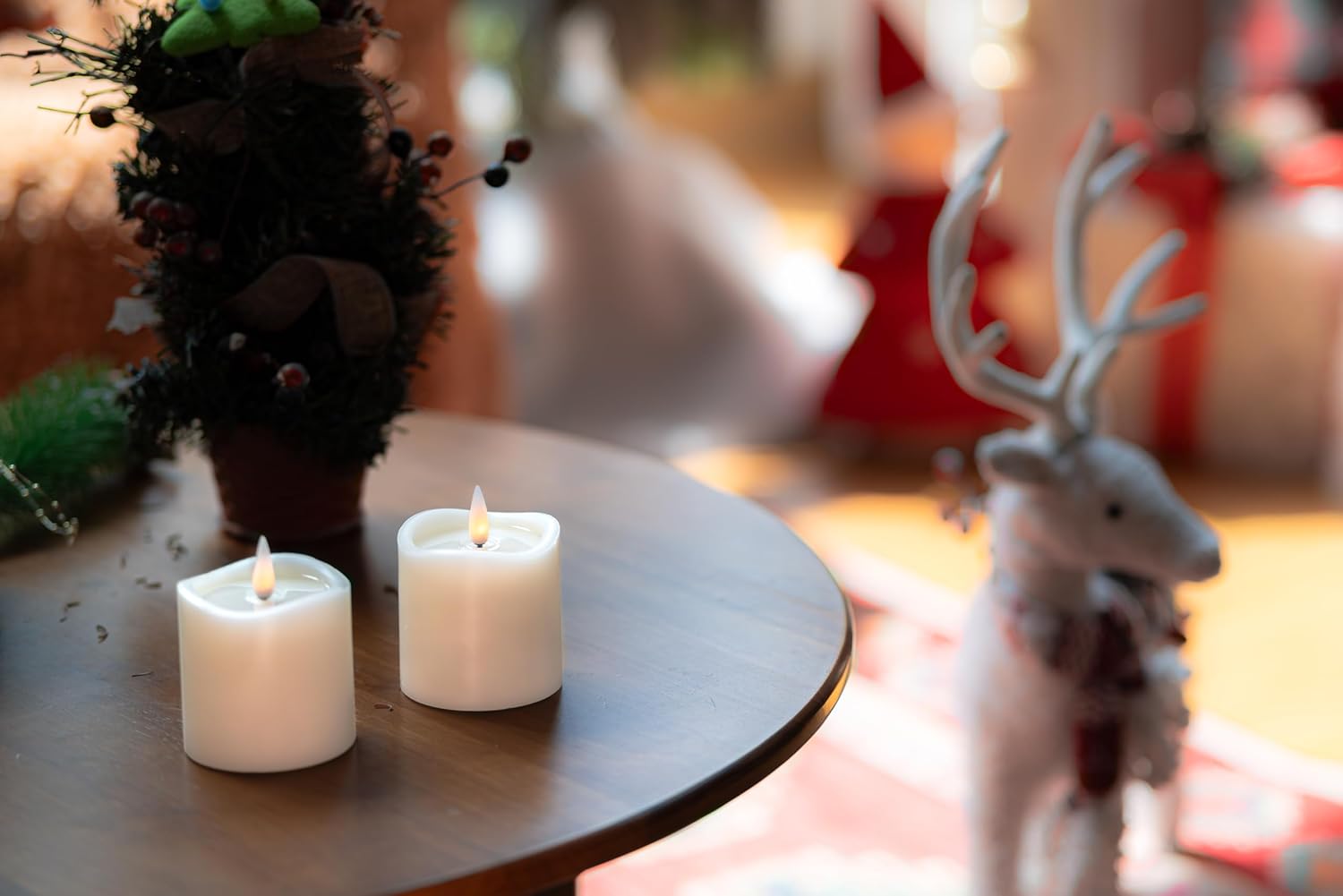 Rechargeable Flameless Pillar Candle with Remote Timer, 3D Moving Flame Real Wax Led Pillar Candles (Ivory, 3''x3'')