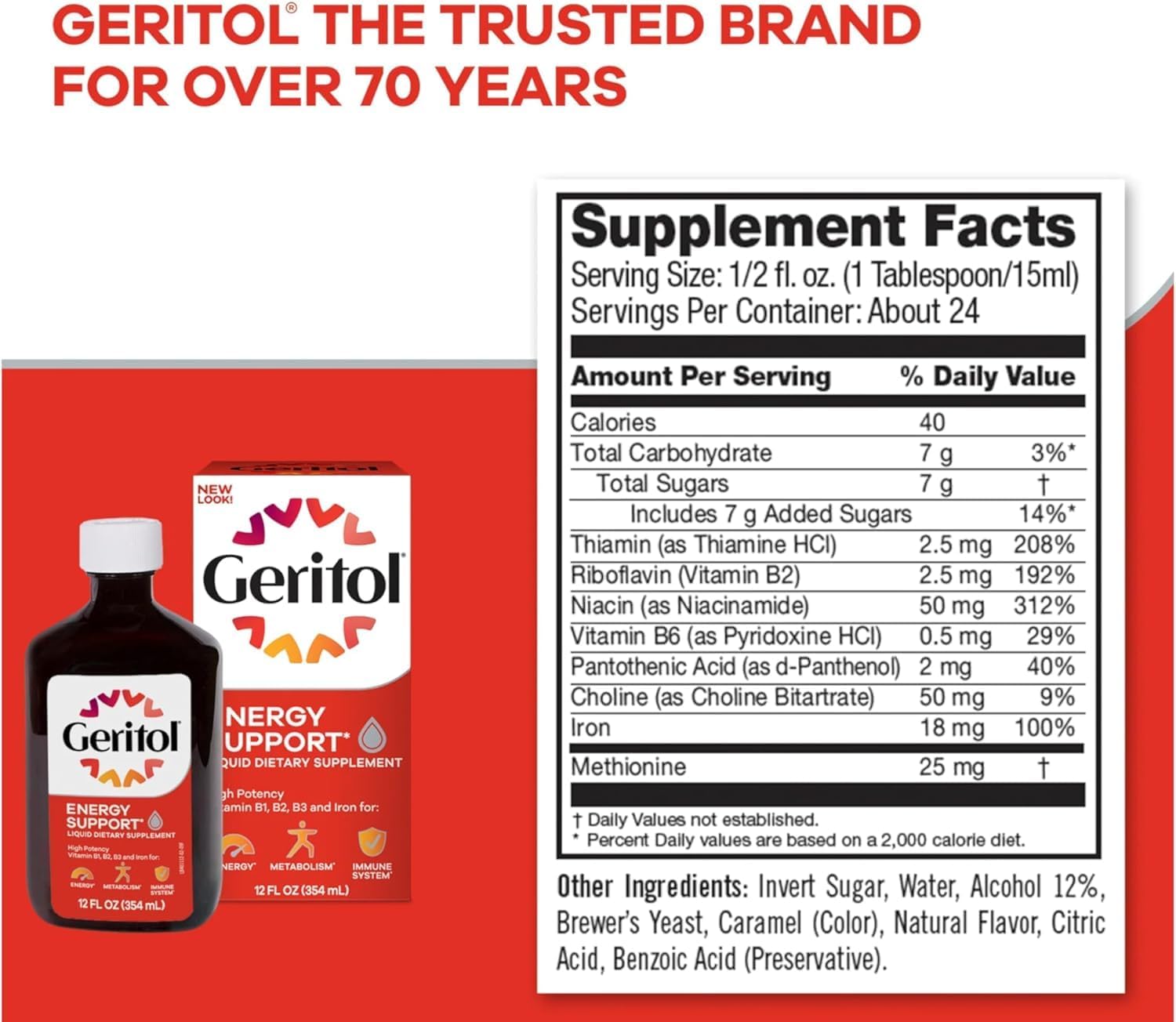Geritol Liquid Supplement, B-Vitamins & Iron 12 Fluid Ounce (Pack of 4)