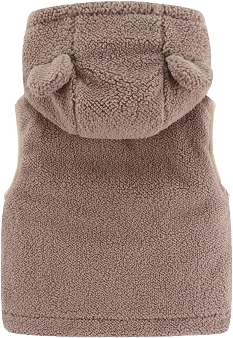 Toddler Boys Girls Sleeveless Jacket Sherpa Fleece Vest Bear Ears Hooded Fall Winter Waistcoat Outerwear with Pocket